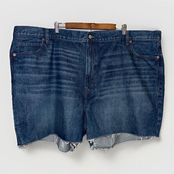 Old Navy High Rise Slouchy Blue Jean Shorts Cut Off Denim 5" Non Stretch 28 Plus - Picture 1 of 13